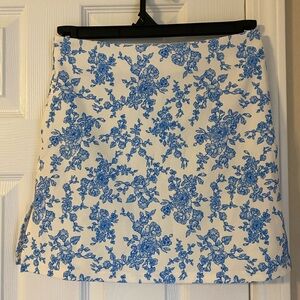 Floral Blue And White Summer Short Skirt And Strappy Crop Top Set Size 6 Medium